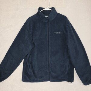 Columbia Sportswear Men’s Soft Shell Fleece Jacket Size L Full Zip Navy Blue EUC